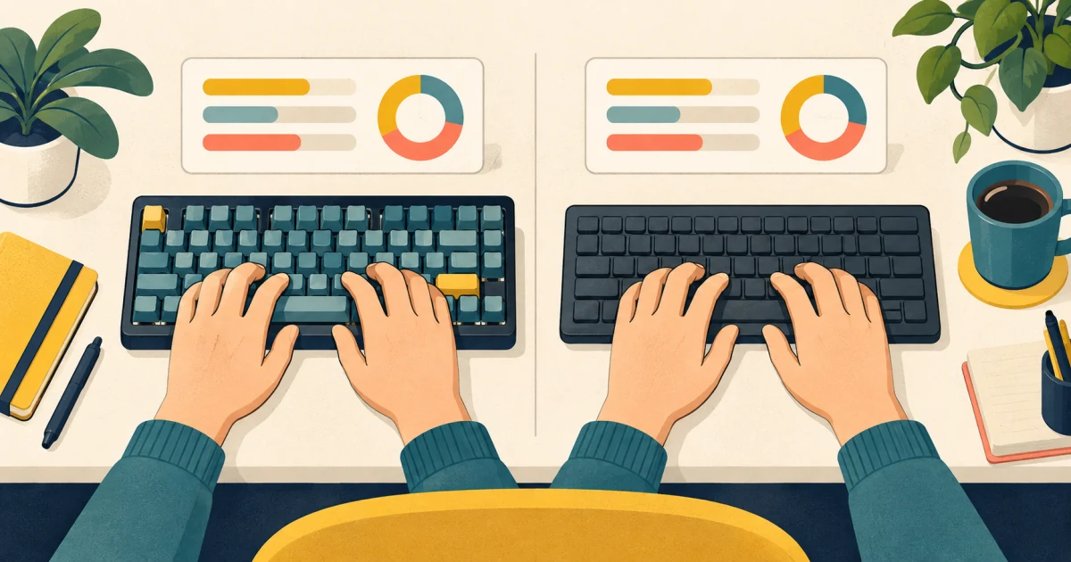 Mechanical and membrane keyboards compared with matched typing-test scorecards