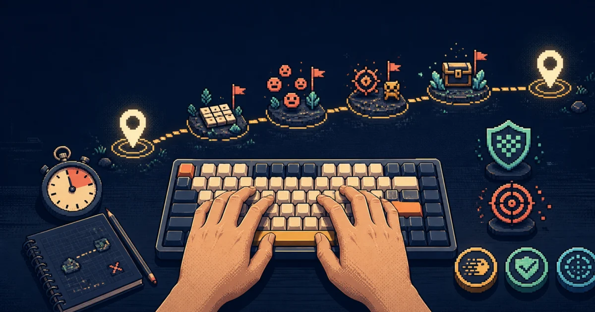 Illustration of a measured typing-game practice path between matching baseline markers